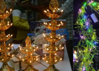 चमक रही चीन की जुगुनू, स्वदेशी लाइटें बोझिल… घटे देशी आइटम, झालरों की रोशनी से रंगीन लखनऊ के बाजार